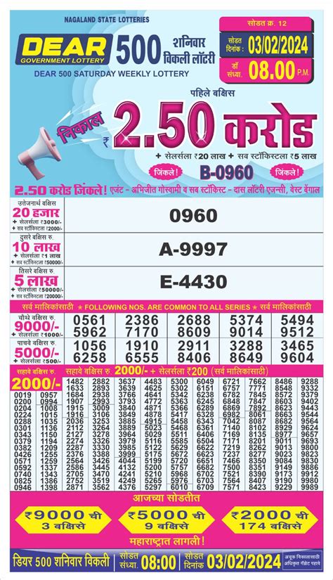 dear 500 saturday weekly lottery result today 8pm|Dear 500 Saturday Weekly Lottery Result,8 pm, 03.02.2024.